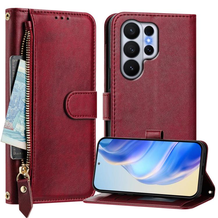 For Galaxy S26 Ultra 5G Multi-Card Slots Zipper Wallet Leather Phone Case