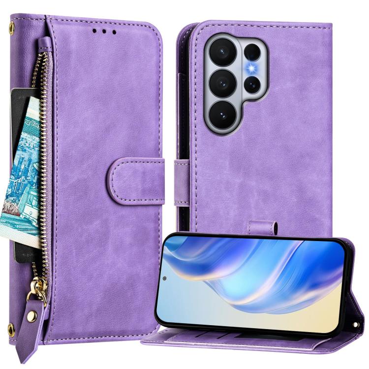 For Galaxy S26 Ultra 5G Multi-Card Slots Zipper Wallet Leather Phone Case