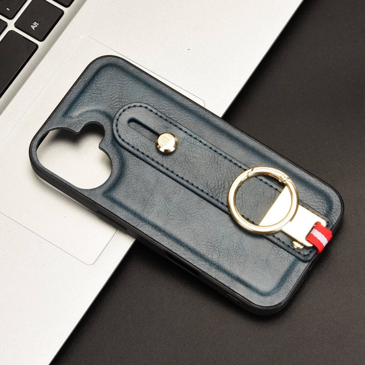 For iPhone 16 Wristband Leather Back Phone Case