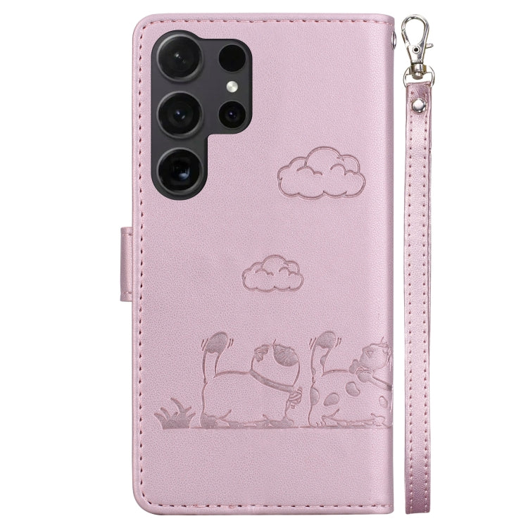 For Samsung Galaxy S24 Ultra 5G Cute Cats RFID Leather Phone Case