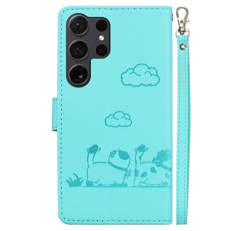For Samsung Galaxy S24 Ultra 5G Cute Cats RFID Leather Phone Case