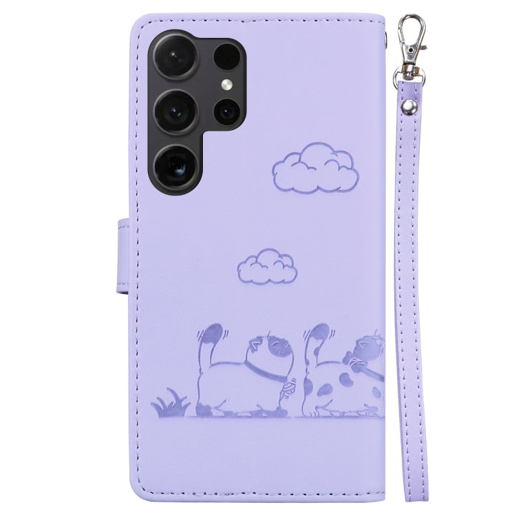 For Samsung Galaxy S24 Ultra 5G Cute Cats RFID Leather Phone Case