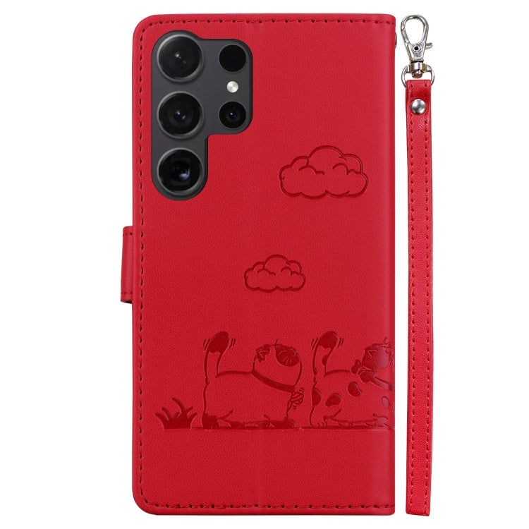 For Samsung Galaxy S24 Ultra 5G Cute Cats RFID Leather Phone Case