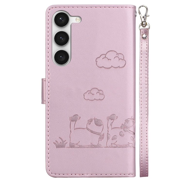 For Samsung Galaxy S23 5G Cute Cats RFID Leather Phone Case