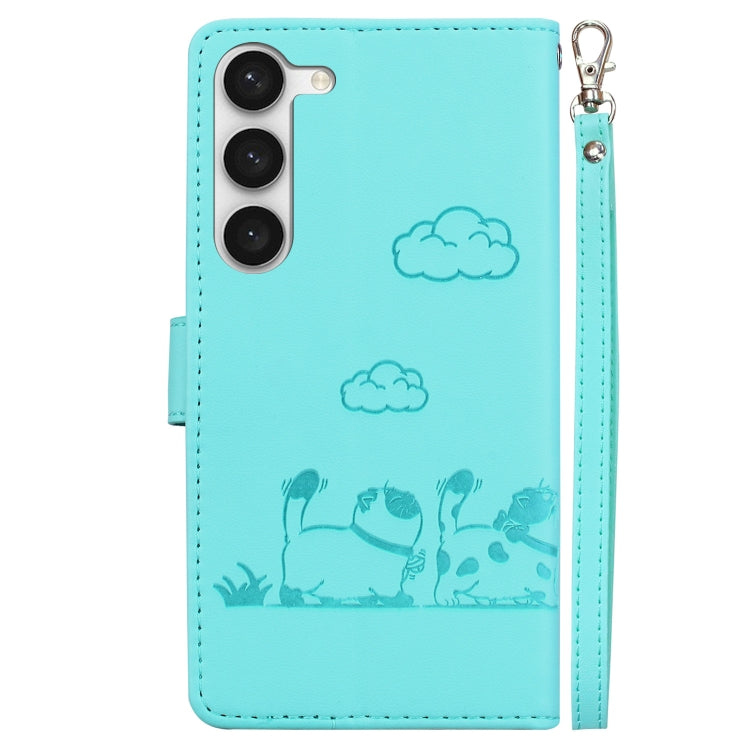 For Samsung Galaxy S23 5G Cute Cats RFID Leather Phone Case