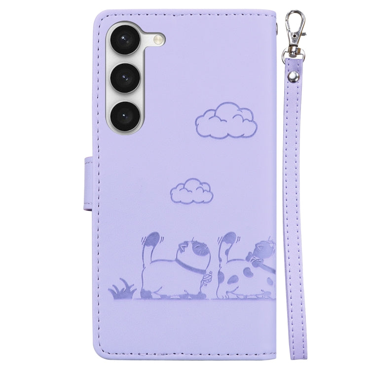 For Samsung Galaxy S23 5G Cute Cats RFID Leather Phone Case