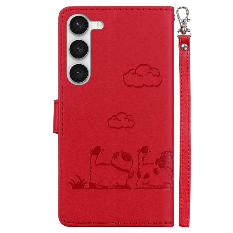For Samsung Galaxy S23 5G Cute Cats RFID Leather Phone Case