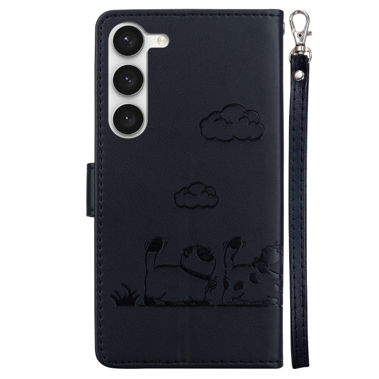For Samsung Galaxy S23 5G Cute Cats RFID Leather Phone Case