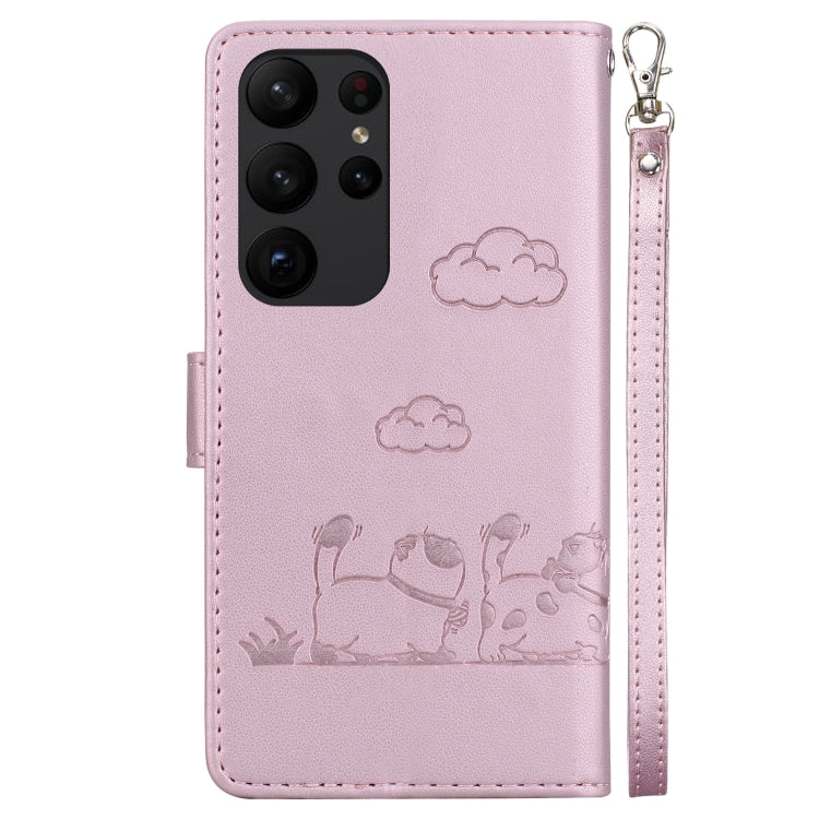 For Samsung Galaxy S23 Ultra 5G Cute Cats RFID Leather Phone Case