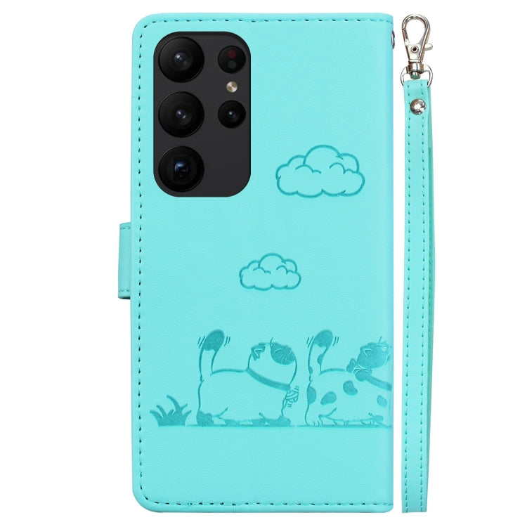 For Samsung Galaxy S23 Ultra 5G Cute Cats RFID Leather Phone Case