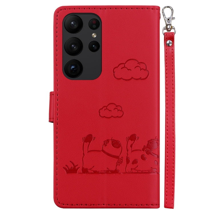 For Samsung Galaxy S23 Ultra 5G Cute Cats RFID Leather Phone Case