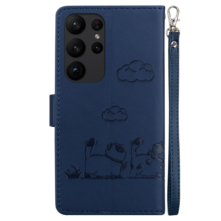 For Samsung Galaxy S23 Ultra 5G Cute Cats RFID Leather Phone Case