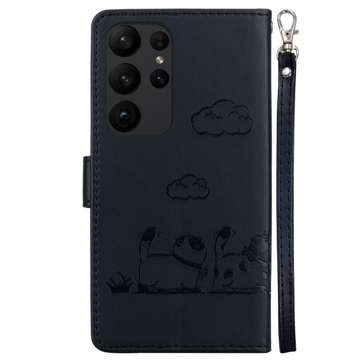 For Samsung Galaxy S23 Ultra 5G Cute Cats RFID Leather Phone Case
