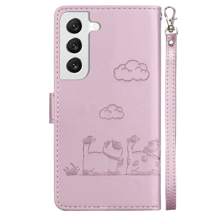 For Samsung Galaxy S22 5G Cute Cats RFID Leather Phone Case