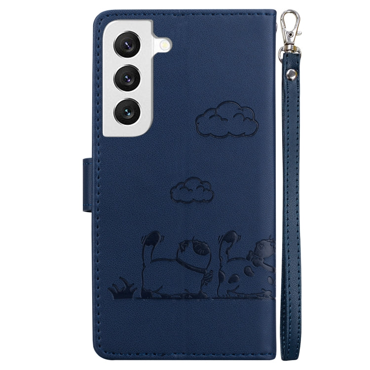 For Samsung Galaxy S22 5G Cute Cats RFID Leather Phone Case