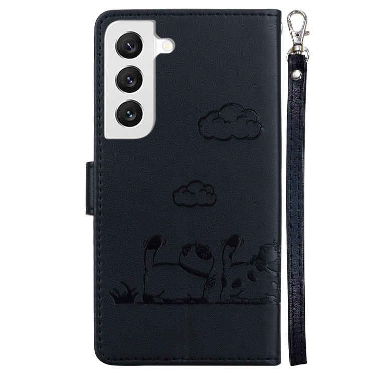 For Samsung Galaxy S22 5G Cute Cats RFID Leather Phone Case