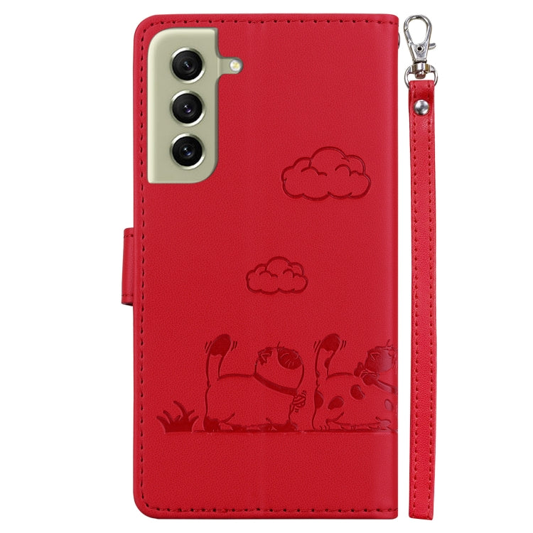 For Samsung Galaxy S21+ 5G Cute Cats RFID Leather Phone Case