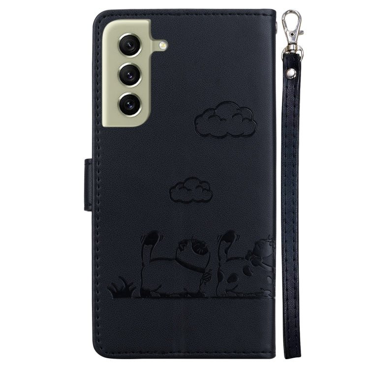 For Samsung Galaxy S21+ 5G Cute Cats RFID Leather Phone Case