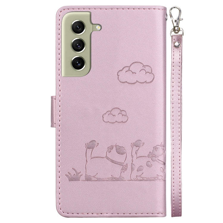 For Samsung Galaxy S21 FE 5G Cute Cats RFID Leather Phone Case