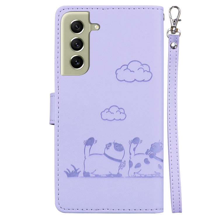 For Samsung Galaxy S21 FE 5G Cute Cats RFID Leather Phone Case