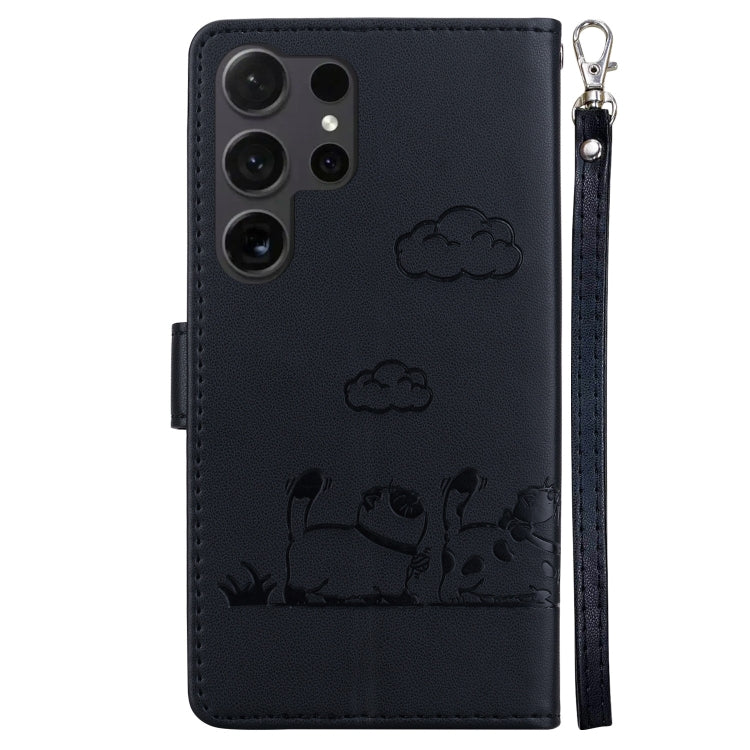 For Samsung Galaxy S25 Ultra 5G Cute Cats RFID Leather Phone Case
