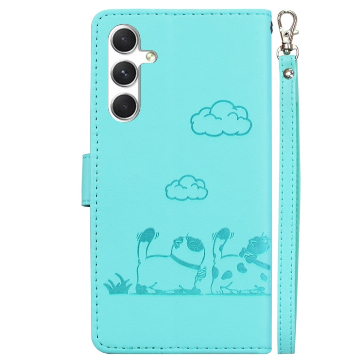 For Samsung Galaxy S25 5G Cute Cats RFID Leather Phone Case