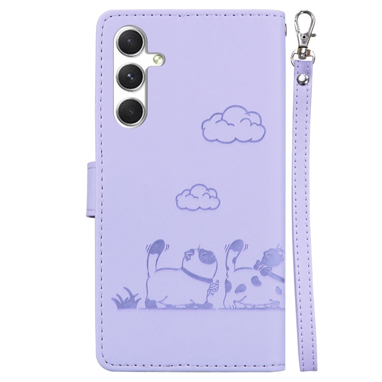For Samsung Galaxy S25+ 5G Cute Cats RFID Leather Phone Case