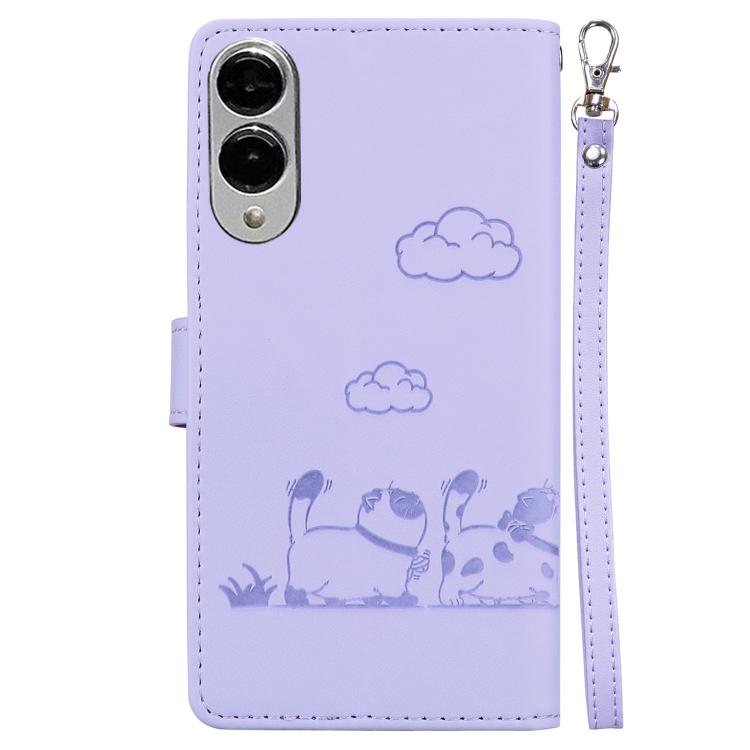 For Samsung Galaxy S25 Edge 5G Cute Cats RFID Leather Phone Case