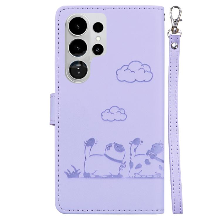 For Samsung Galaxy S26 Ultra 5G Cute Cats RFID Leather Phone Case