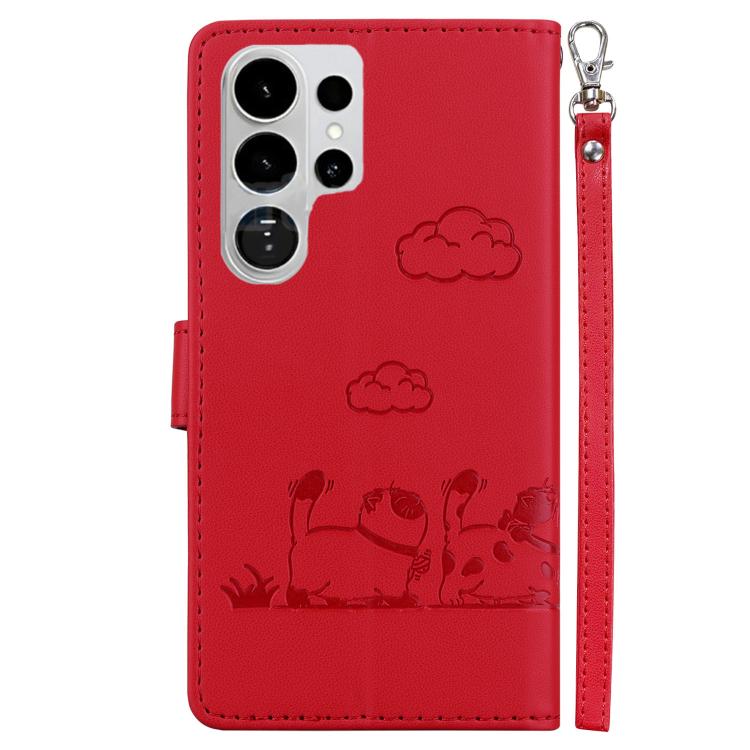 For Samsung Galaxy S26 Ultra 5G Cute Cats RFID Leather Phone Case