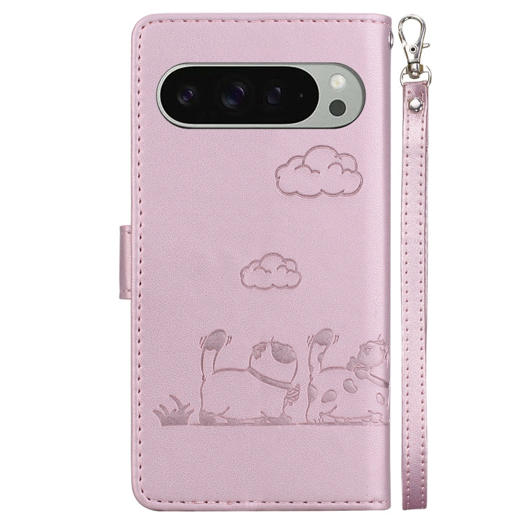 For Google Pixel 9 / 9 Pro Cute Cats RFID Leather Phone Case