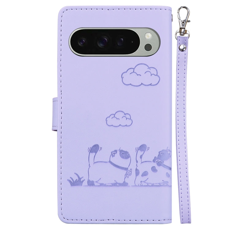 For Google Pixel 9 / 9 Pro Cute Cats RFID Leather Phone Case