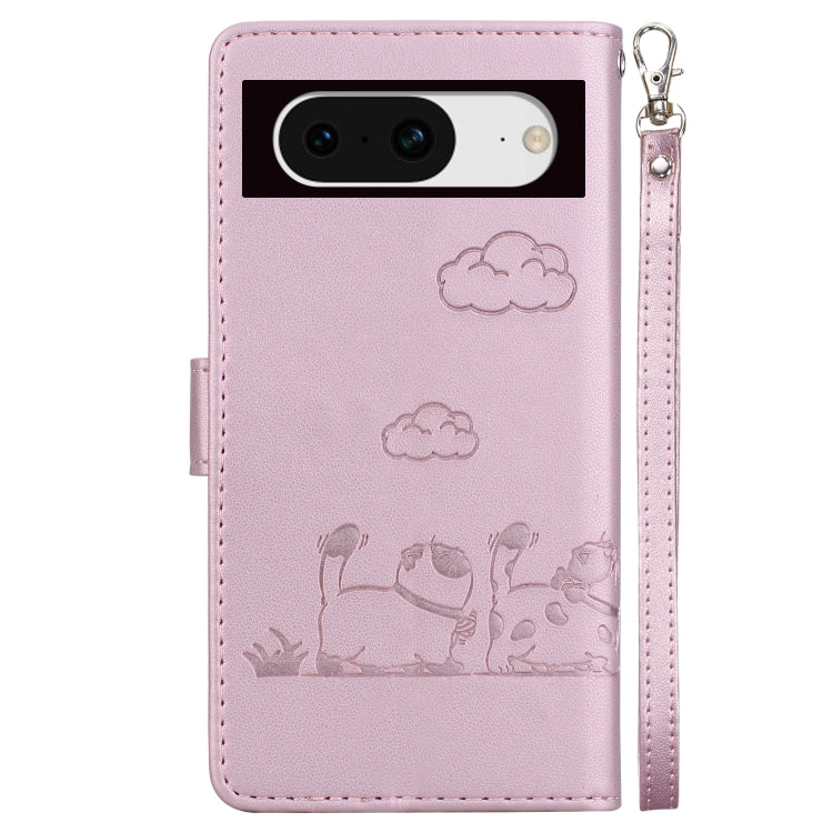 For Google Pixel 8 Cute Cats RFID Leather Phone Case