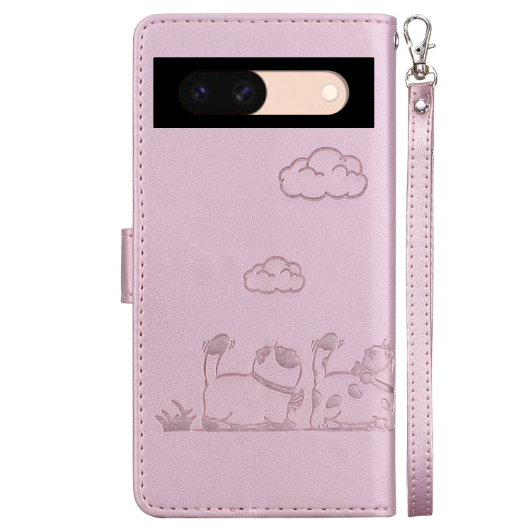For Google Pixel 8a Cute Cats RFID Leather Phone Case