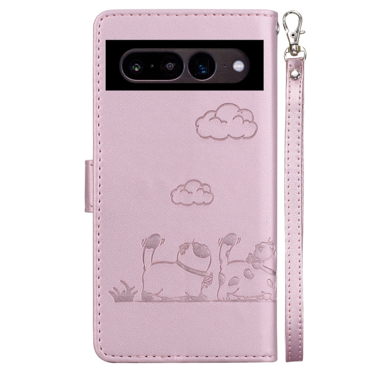For Google Pixel 7 Cute Cats RFID Leather Phone Case