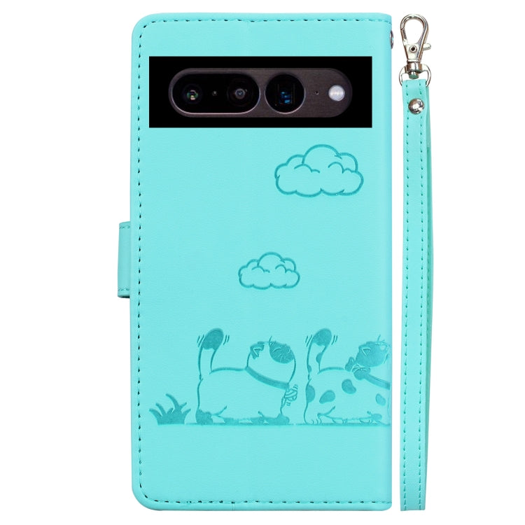For Google Pixel 7 Cute Cats RFID Leather Phone Case