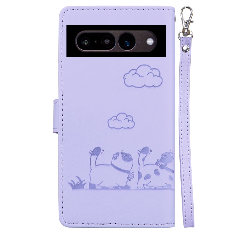 For Google Pixel 7 Cute Cats RFID Leather Phone Case