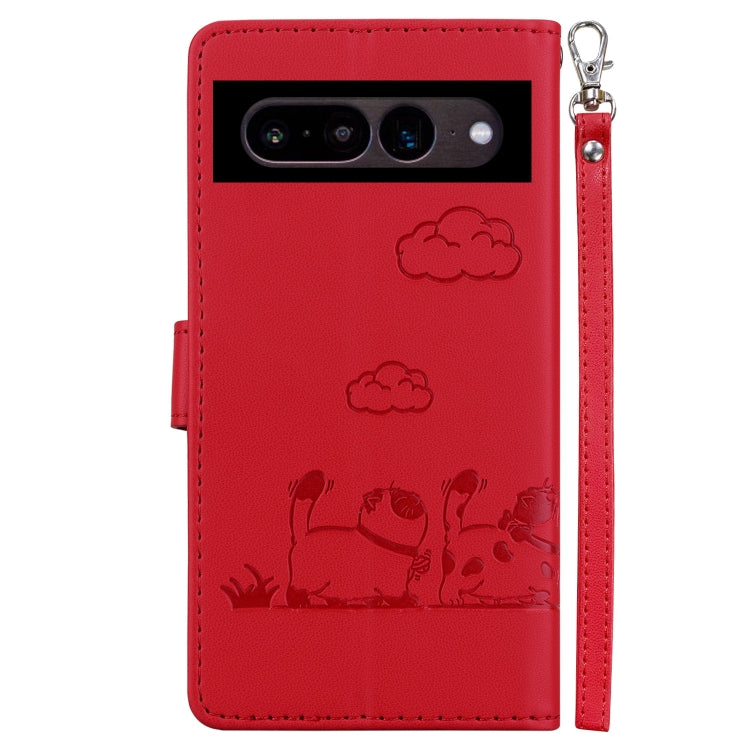 For Google Pixel 7 Cute Cats RFID Leather Phone Case