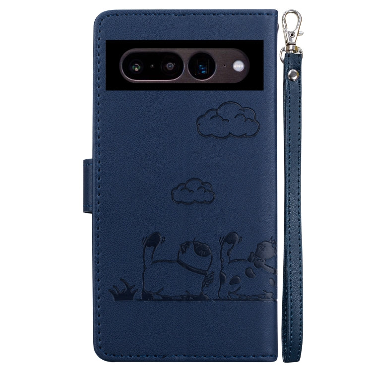 For Google Pixel 7 Cute Cats RFID Leather Phone Case