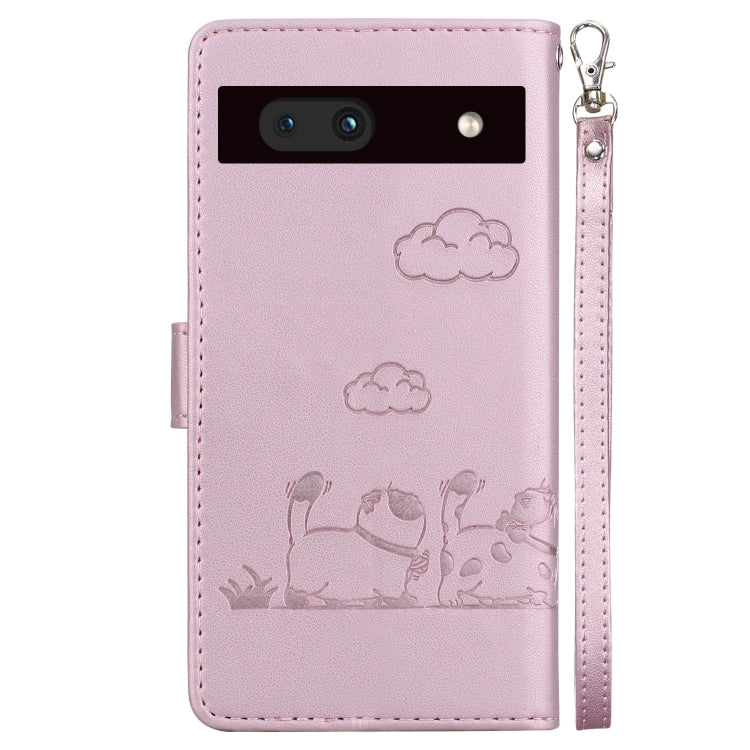 For Google Pixel 7a Cute Cats RFID Leather Phone Case