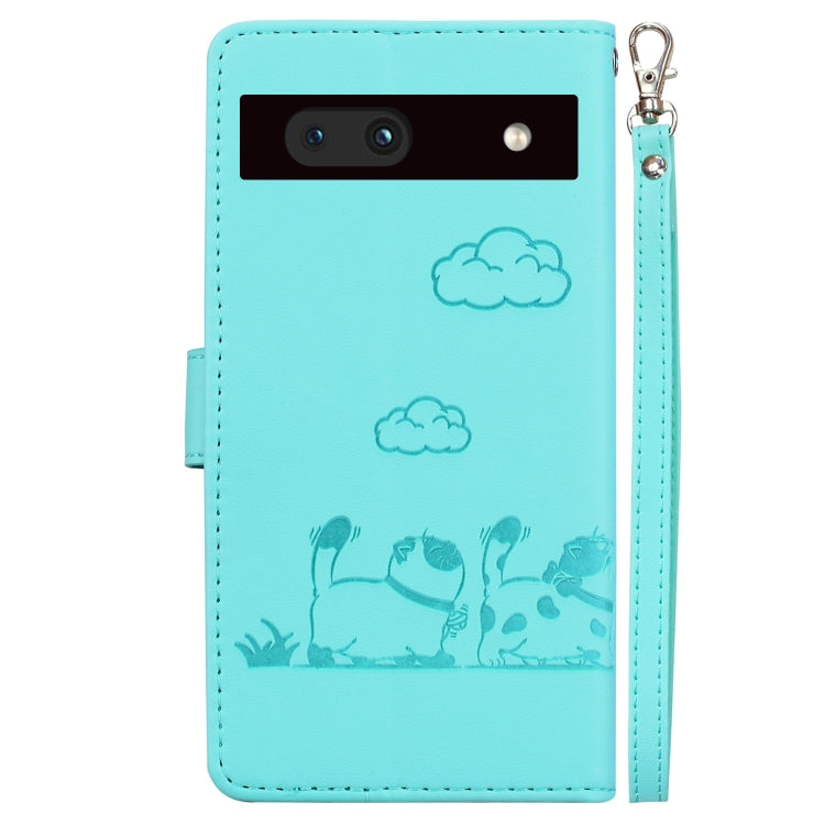 For Google Pixel 7a Cute Cats RFID Leather Phone Case