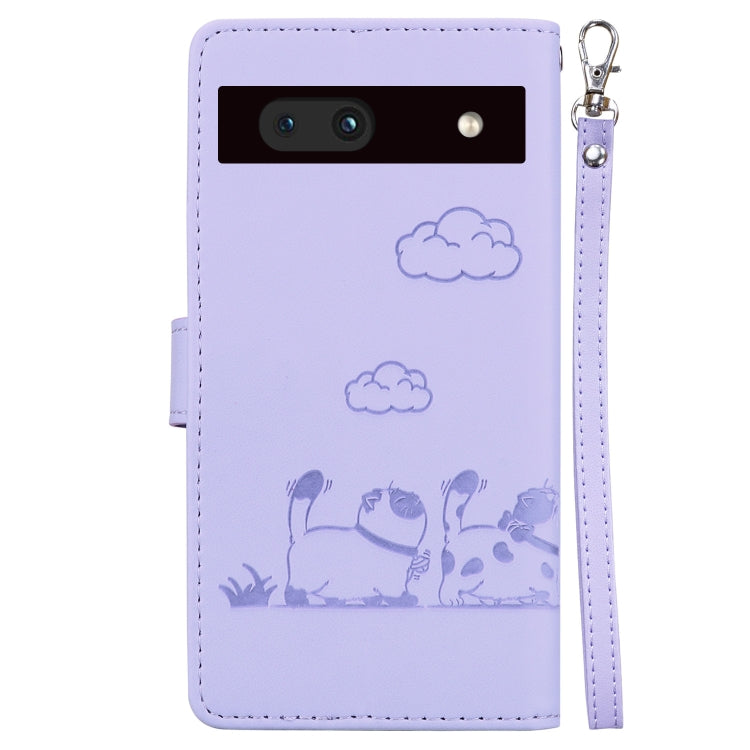 For Google Pixel 7a Cute Cats RFID Leather Phone Case