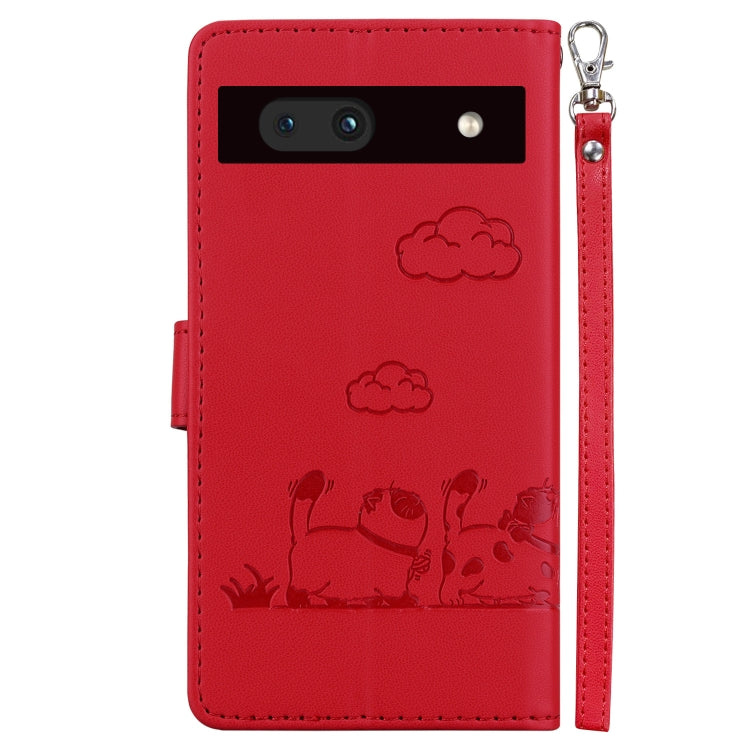For Google Pixel 7a Cute Cats RFID Leather Phone Case