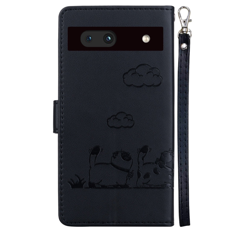 For Google Pixel 7a Cute Cats RFID Leather Phone Case