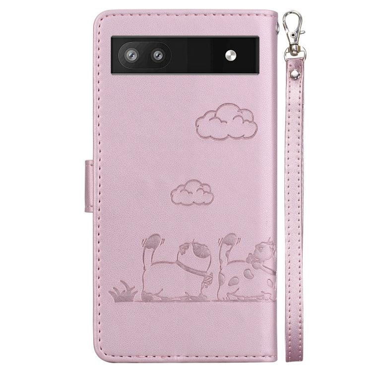 For Google Pixel 6a Cute Cats RFID Leather Phone Case