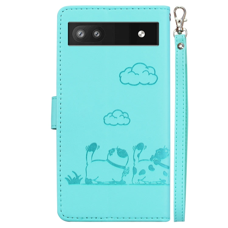 For Google Pixel 6a Cute Cats RFID Leather Phone Case