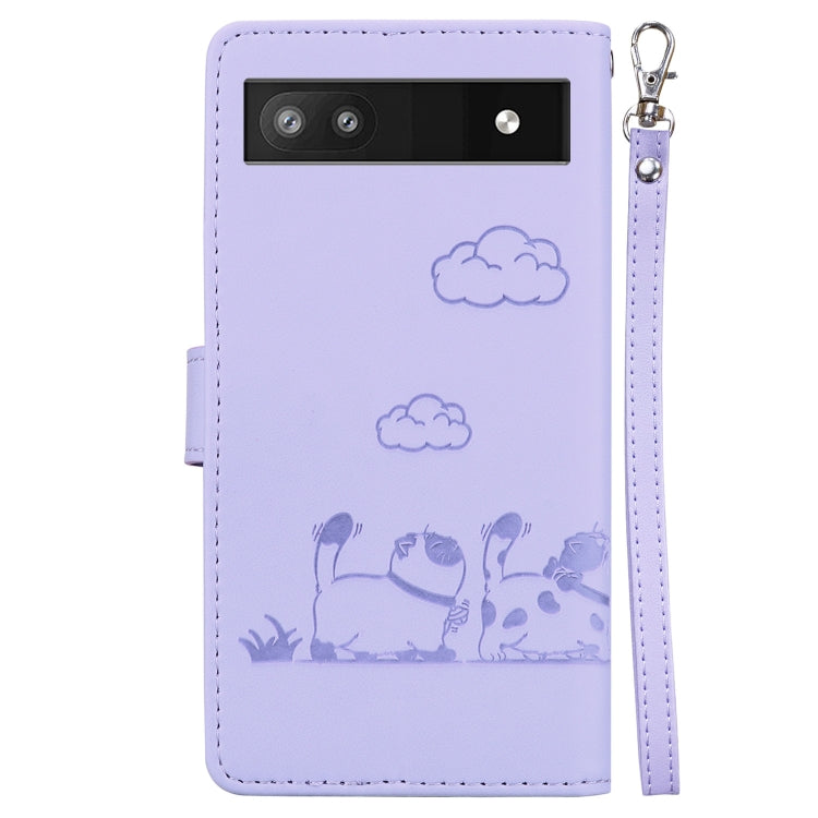 For Google Pixel 6a Cute Cats RFID Leather Phone Case