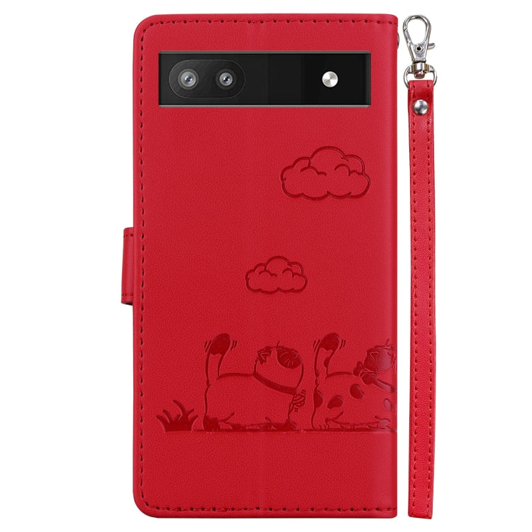 For Google Pixel 6a Cute Cats RFID Leather Phone Case