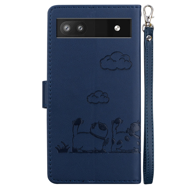 For Google Pixel 6a Cute Cats RFID Leather Phone Case