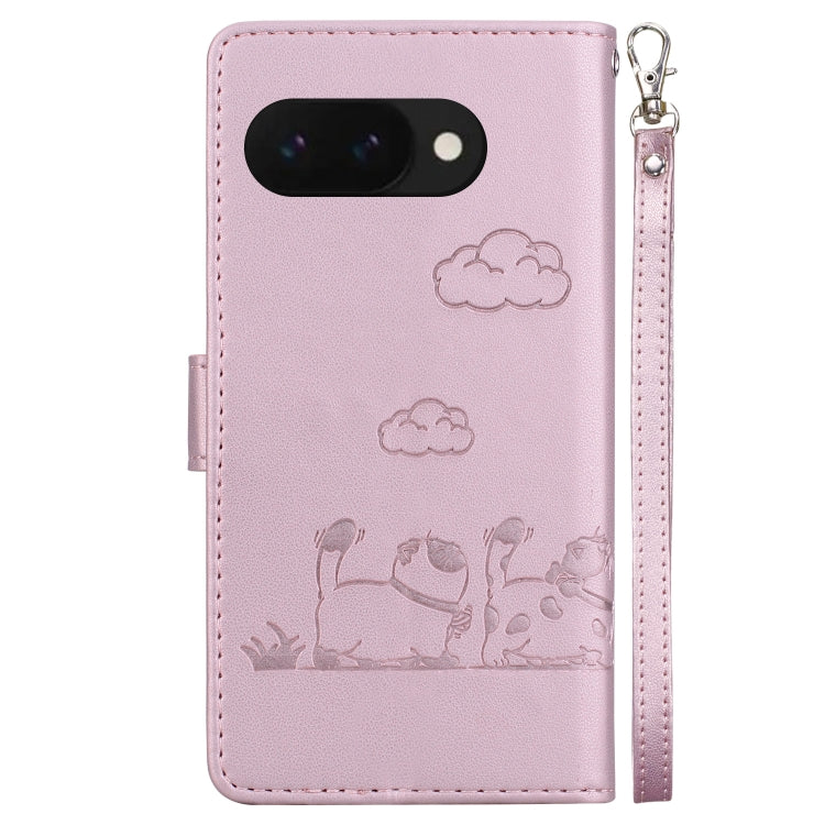 For Google Pixel 9a Cute Cats RFID Leather Phone Case